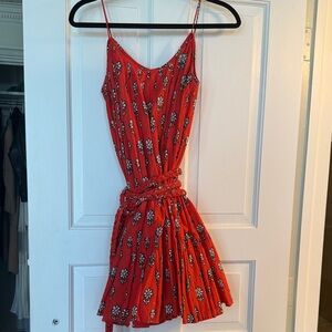 RHODE Red Floral Dress with Spaghetti Straps